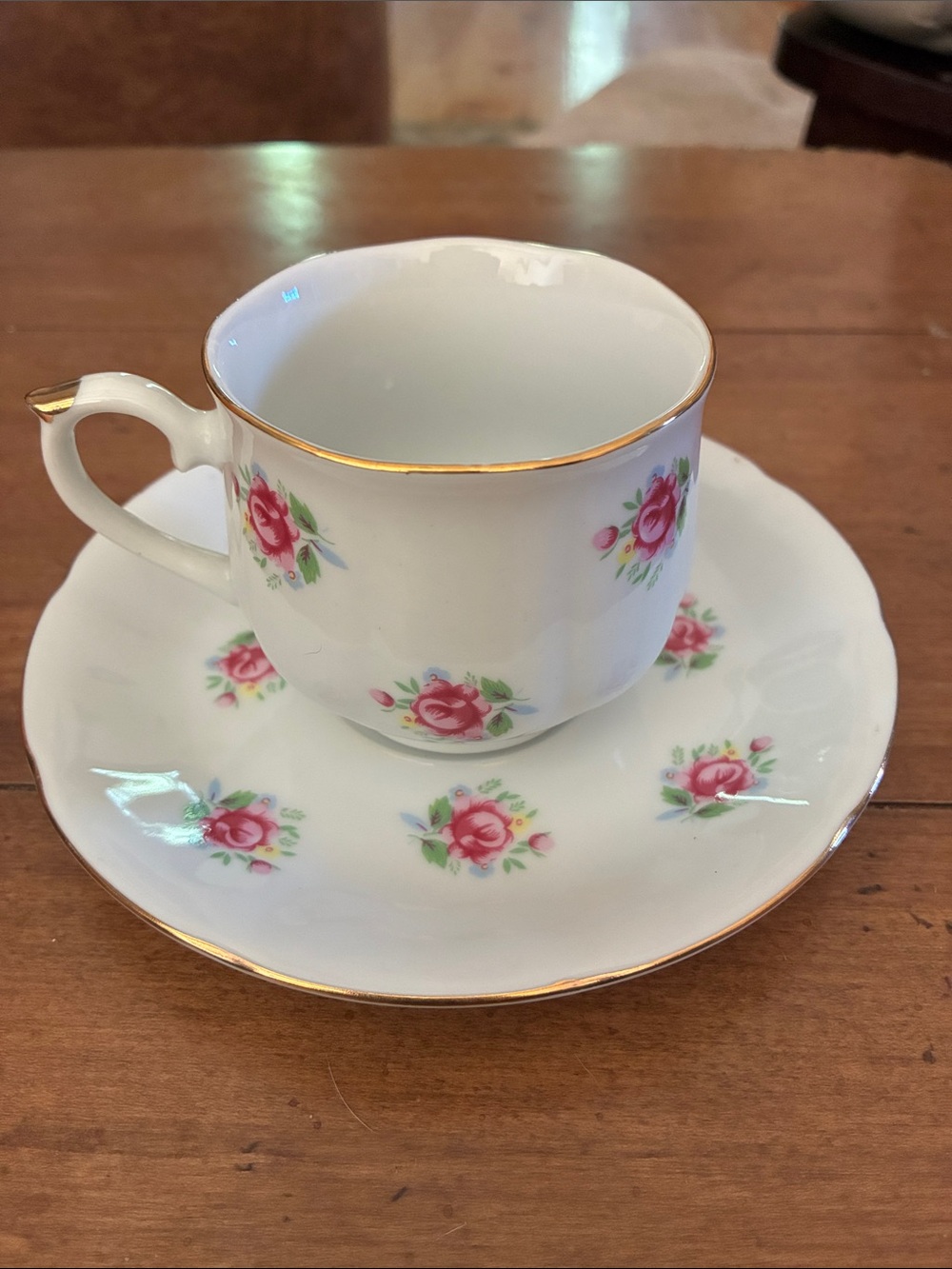 Vintage FTD Korea Porcelain Rose Floral Teacup and Saucer